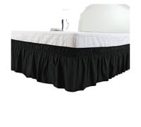 Bed Skirt Pretty Comfort Ruffles Bed Skirts With Double Layers Elastic Belts-Wrinkle & Fade Resistant Fabric-15 and 18 Inch Drop(Black,120x200x38cm)