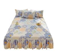 Bed Skirt Printed Bed Skirt Three Piece Set All Season Universal Ruffle Edge Single Cover Soft Comfortable Bedding Bedspreads(Color-10,200x220cm 3pcs)