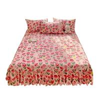 Bed Skirt Printed Bed Skirt Three Piece Set All Season Universal Ruffle Edge Single Cover Soft Comfortable Bedding Bedspreads(C,150x200cm 3pcs)