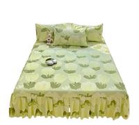 Bed Skirt Printed Bed Skirt Three Piece Set All Season Universal Ruffle Edge Single Cover Soft Comfortable Bedding Bedspreads(B,180x200cm 3pcs)