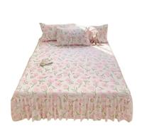 Bed Skirt Printed Bed Skirt Three Piece Set All Season Universal Ruffle Edge Single Cover Soft Comfortable Bedding Bedspreads(Color-13,180x200cm)