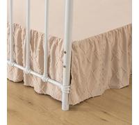 Bed Skirt Queen Size Ruffled Bed Skirt with Split Corners, 18 Inch Drop Dust Ruffle Bed Skirts with Platform, Boho Tufted Shabby Chic Queen Size Bed Skirts, Cream