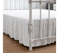 Bed Skirt Twin Size, 12 Inch Drop Ruffled Bed Skirts with Split Corners, Boho Twin Size Bed Skirting with Platform, White, 12" Twin