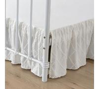 Bed Skirt Twin Size Ruffled Bed Skirt with Split Corners, 18 Inch Drop Dust Ruffle Bed Skirts with Platform, Boho Tufted Shabby Chic Full Size Bed Skirts, Ivory