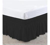 Bed Skirt Valance For Bed,Dust Ruffle Elastic Ruffles Skirt Soft Comfortable Wrap Around Fade Resistant Solid Color Skirts Twin Full Queen King Size(Black,King 203x198x40cm)