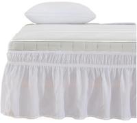 Bed Skirt Valance For Bed,Dust Ruffle Elastic Ruffles Skirt Soft Comfortable Wrap Around Fade Resistant Solid Color Skirts Twin Full Queen King Size(White,Twin)