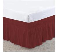 Bed Skirt Valance For Bed,Dust Ruffle Elastic Ruffles Skirt Soft Comfortable Wrap Around Fade Resistant Solid Color Skirts Twin Full Queen King Size(Wine Red,Queen 203x153x40cm)
