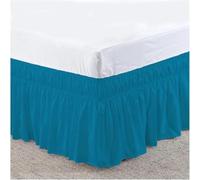 Bed Skirt Valance For Bed,Dust Ruffle Elastic Ruffles Skirt Soft Comfortable Wrap Around Fade Resistant Solid Color Skirts Twin Full Queen King Size(Blue Green,Twin 190.5x99x40cm)