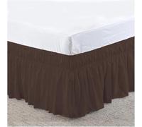 Bed Skirt Valance For Bed,Dust Ruffle Elastic Ruffles Skirt Soft Comfortable Wrap Around Fade Resistant Solid Color Skirts Twin Full Queen King Size(Dark Coffee,Queen 203x153x40cm)