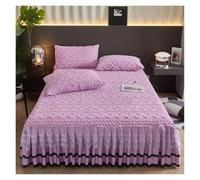 Bed Skirt Warm Velvet Bedspread Machine Washable Sheets Bed with Elastic Band for Queen King Size Lace Bed Cover For use in the bedroom(04,1pcs 180x200cm)