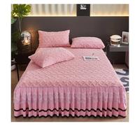 Bed Skirt Warm Velvet Bedspread Machine Washable Sheets Bed with Elastic Band for Queen King Size Lace Bed Cover For use in the bedroom(08,1pcs 180x220cm)