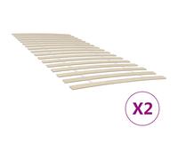 Bed Slats Foldable Natural Poplar Wood 2x100x200cm Roll Slatted Curved Set Pack