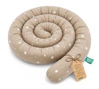 Bed snake 400 cm Cotton multifunctional bolster support versatile | Reading lounging relaxing headrest body pillow allrounder snuggling comfy supportive cosy roll 400 cm Beige with white stars