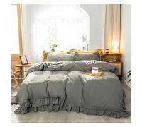 Bed, Solid Color Ruffled White Duvet Cover Bed Sheet Pillowcase Queen Washed Microfiber 3/4Pcs Bedding Sets Soft Breathable