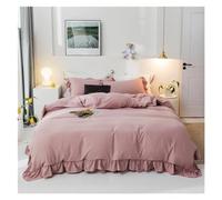 Bed, Solid Color Ruffled White Duvet Cover Bed Sheet Pillowcase Queen Washed Microfiber 3/4Pcs Bedding Sets Soft Breathable