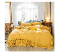 Bed, Solid Color Ruffled White Duvet Cover Bed Sheet Pillowcase Queen Washed Microfiber 3/4Pcs Bedding Sets Soft Breathable