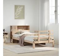 Bed Solid Pinewood Natural 75x190cm Small Single Bookcase Headboard Storage Incl
