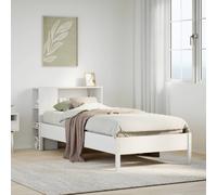 Bed Solid Pinewood White Small Single 75x190cm Bookcase Headboard Storage Shelf