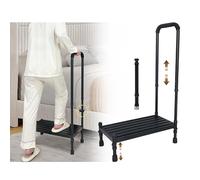 Bed Step Stool with Handle Elderly Adults Bed Steps for High Beds Heavy Duty Safety Bedroom Stepping Stool with Handrail Handicap Adjustable Foot Stool Step Platform
