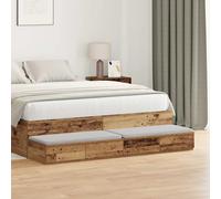 Bed Storage Bench 150x36.5x16.5cm Old Wood Engineered Wood 2 Drawers Seat Mini.