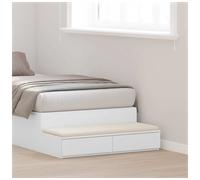 Bed Storage Drawer 80x36.5x16.5cm White Engineered Wood 2-Drawer Slim Seat/Step
