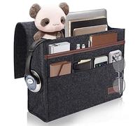 Bed Storage Pocket, Bedside Organiserr, Bed Bag for Hanging, Non-slip Storage Bag, Made of Thick Felt, Sofa Hanging Storage for Mobile Phones, IPads, Glasses, Books, Remote Controls, etc (dark grey)