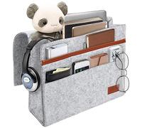 Bed Storage Pocket, Bedside Organiserr, Bed Bag for Hanging, Non-slip Storage Bag, Made of Thick Felt, Sofa Hanging Storage for Mobile Phones, IPads, Glasses, Books, Remote Controls, etc (Grey)