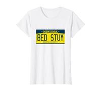 Bed Stuy Brooklyn NY New York Neighborhood License Plate Value Graphic T-Shirt, Women, White, XL