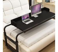 Bed Tables Overbed Tables，Over Table Adjustable Height Over with Wheels Over-Bed Chair for Disabled Wheelchair Laptop Tray Desk Rolling Large(Color:Black+)