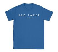 Bed Taker London Mens T-Shirt Large Blue Funny Joke Parody Designer Sleep Dad Husband Gift