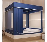 Bed Tent Canopy - Portable 80% Blackout Sleeping Tent with 3 Doors, Breathable Design for Private Space, Ideal for Kids and Adults,Dark Blue,Double(2mx2.2m)