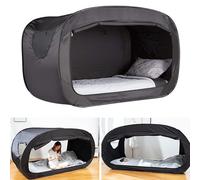 Bed Tent, Foldable Canopy Tent with Blackout Design for Kids Adults - Full Size Sleeping Tent for Indoor Outdoor Use (Black)