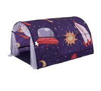 Bed Tent for Children 55.1x39.4x31.5 Inch Up Play Tunnel Space Galaxy Starry Sky Bed Tunnel Portable Kids Tent Indoor with Net Curtain & Carry Bag