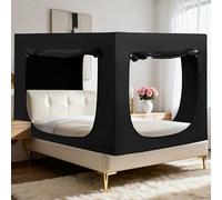 Bed Tent Twin Bed Canopy - Cubby Bed Tent for Adult Sleep Tents Blackout Breathable Lightweight Private Space Sleeping Pod (Black, Twin)