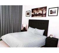 Bed Thread Duvet Covers Set - 100% Egyptian Cotton Duvet Set - 400 Thread Count Bedding Quilt Cover Set with Pillow cases, Embroidered Viscose (Charcoal Grey, Super King, Majestic)