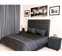 Bed Thread - Egyptian Cotton Super King Duvet Covers Set Charcoal, 400 Thread Count Long Staple Cotton Duvet Covers Super King Grey, Quilt covers Bedding Sets, Levian Viscose Embroidered Duvet Covers