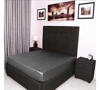 Bed Thread - Egyptian Cotton Super King Fitted Sheet, 400 Thread Count Long Staple Cotton Sateen Super King Bed Fitted Sheet Bed Sheet, 100% Cotton Charcoal Grey Deep Fitted Sheet Mattress Bedsheet