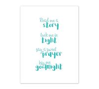 Bed Time Routine Story Goodnight Blue Canvas Wall Art Print
