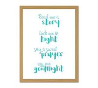 Bed Time Routine Story Goodnight Blue Large Framed Art Print Poster Wall Decor 18x24 inch