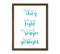 Bed Time Routine Story Goodnight Blue Large Framed Art Print Poster Wall Decor 18x24 inch