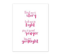 Bed Time Routine Story Goodnight Pink Canvas Wall Art Print