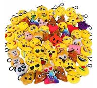 BED TIME UK 49PCS Mini Plush Emoji Keychains | Cute Emoticon Pillow Toys for Kids Party Favors & Classroom Gifts