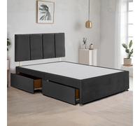 Bed Time UK Plush Divan Bed Frame with 2 Drawers & 20" Vertical Line Headboard in Black | Size: Super King Bed Time UK Black Super King