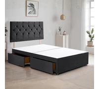 Bed Time UK Ziggy Plush Divan Bed Frame with 2 Drawers & 20" Headboard in Black | Size: King Bed Time UK Black King