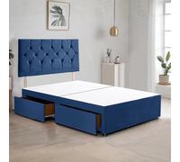 Bed Time UK Ziggy Plush Divan Bed Frame with 2 Drawers & 20" Headboard in Blue | Size: Single Bed Time UK Blue Single