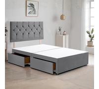 Bed Time UK Ziggy Plush Divan Bed Frame with 2 Drawers & 20" Headboard in Grey | Size: Double Bed Time UK Grey Double