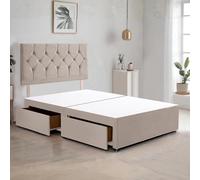 Bed Time UK Ziggy Plush Divan Bed Frame with 2 Drawers & 20" Headboard in Ivory | Size: Super King Bed Time UK Ivory Super King