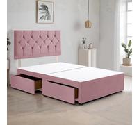 Bed Time UK Ziggy Plush Divan Bed Frame with 2 Drawers & 20" Headboard in Pink | Size: Double Bed Time UK Pink Double