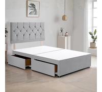 Bed Time UK Ziggy Plush Divan Bed Frame with 2 Drawers & 20" Headboard in Silver | Size: Super King Bed Time UK Silver Super King