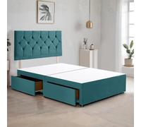 Bed Time UK Ziggy Plush Divan Bed Frame with 2 Drawers & 20" Headboard in Teal | Size: Small Double Bed Time UK Teal Small Double